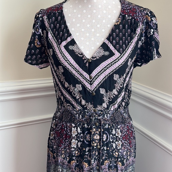 Knox Rose Maxi Boho Button Down Dress Sz M - Picture 2 of 13